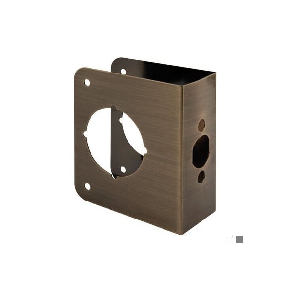 Prime-Line Brass Lock and Door Reinforcement Plate for 1-3/4 In. Thick Doors, Antique Brass Finish U 9575 - main